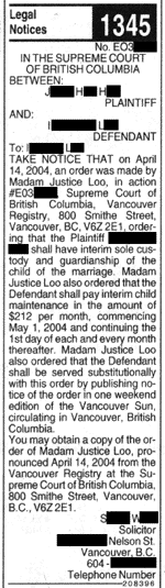 Legal notices ad for substituted service